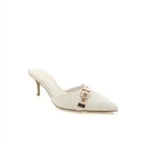 NEW BILLINI women monica buckle kitten heel in ivory linen
